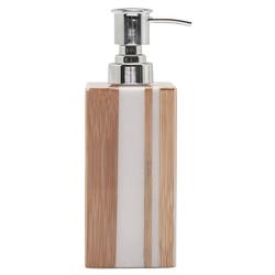 Pigeon and Poodle Ashford Mid Century Brown Bamboo White Striped Soap Pump