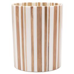 Pigeon and Poodle Ashford Mid Century Brown Bamboo White Striped Waste Basket