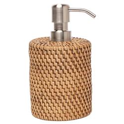 Pigeon and Poodle Dalton Coastal Beach Brown Rattan Soap Pump