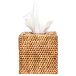 Pigeon and Poodle Dalton Coastal Beach Brown Rattan Tissue Box