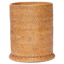 Pigeon and Poodle Dalton Coastal Beach Brown Rattan Round Waste Basket