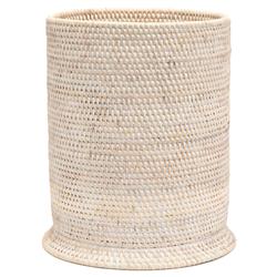 Pigeon and Poodle Dalton Coastal Beach Whitewash Rattan Round Waste Basket