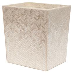 Pigeon and Poodle Handa Beige Herringbone Capiz Shell Waste Basket - Small