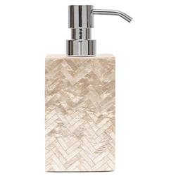 Pigeon and Poodle Handa Coastal Beige Herringbone Capiz Shell Soap Pump