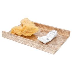 Pigeon and Poodle Handa Coastal Beige Herringbone Capiz Shell Hand Towel Tray - Set of 2