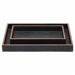 Pigeon and Poodle Manchester Modern Black Faux Shagreen Tray - Set of 2