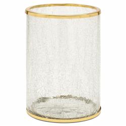 Pigeon and Poodle Pomaria Hollywood Gold Accent Clear Glass Waste Basket