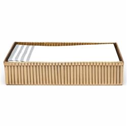 Pigeon and Poodle Redon Modern Antique Brass Ribbed Metal Hand Towel Tray - Set of 2