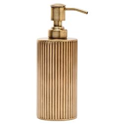 Pigeon and Poodle Redon Modern Antique Brass Ribbed Metal Soap Pump - Small
