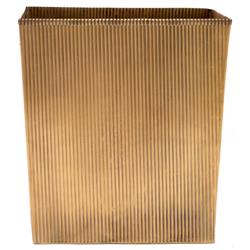 Pigeon and Poodle Redon Modern Antique Brass Ribbed Metal Rectangular Waste Basket