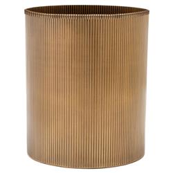 Pigeon and Poodle Redon Modern Antique Brass Ribbed Metal Round Waste Basket