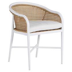 Havana Performance Cushion White Frame Woven Cane Outdoor Dining Chair