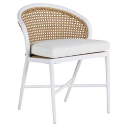 Havana Performance Cushion White Cane Outdoor Dining Side Chair