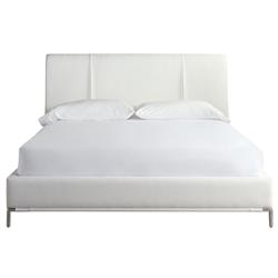 Jhay Modern Classic White Performance Upholstered Silver Metal Bed - King