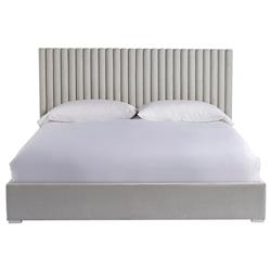 Veena Modern Grey Performance Upholstered White Wood Wall Tufted Bed - Queen