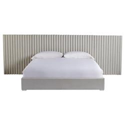 Veena Modern Grey Performance Upholstered White Wood Wall Tufted Panel Bed - Queen