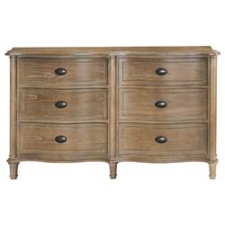 Katrina French Country Brown Wood 6 Drawer Double Dresser