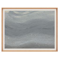 Marco Coastal Beach Blue Abstract Landscape II Natural Wood Frame Painting