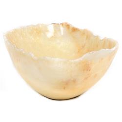 Meryll Coastal Beach Natural Beige Onyx Stone Oval Decorative Bowl
