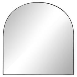 Rinna Industrial Loft Black Iron Frame Clear Glass Arched Wide Wall Mirror