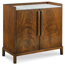 Ridge Modern Classic Brown Mahogany Wood White Marble Top Bar Cabinet