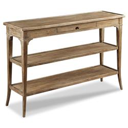 Vintage French Vintage Brown Oak Wood Shelving Console Table