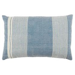 Carinda Modern Blue Striped Indoor Outdoor Lumbar Pillow - 13x21