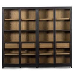 Clarence Rustic Lodge Black Oak Wood Clear Glass Door Large Display Case