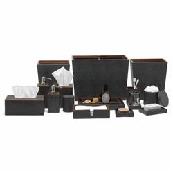 Pigeon and Poodle Manchester Modern Black Faux Shagreen Bath Collection