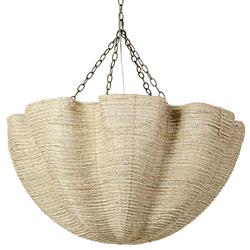 Palecek Isla Coastal Beach Natural Woven Rope Antique Gold Metal Chandelier