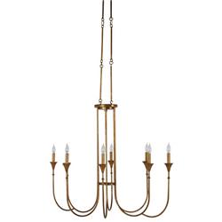 Kathleen French Country Gold Iron Rod Candle Style Chandelier