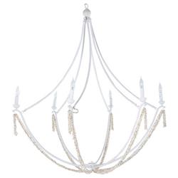 Nakita French Country White Frame Stone Beads Candle Style Chandelier