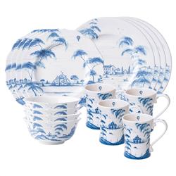 Juliska Country Estate Blue Ceramic 16 Piece Place Setting