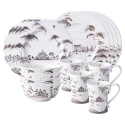 Juliska Country Estate Flint Grey Ceramic 16 Piece Place Setting
