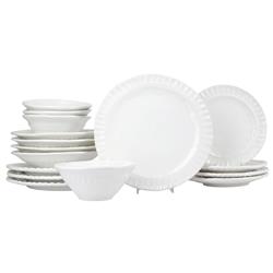 Pietra Serena Modern Classic White Stoneware 16 Piece Place Setting