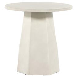 Barley Industrial Loft White Concrete Round Pedestal Outdoor Side Table