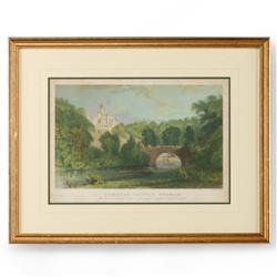 Inara French Castle Landscape Gold Frame Illustration