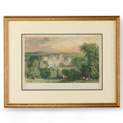 Kade French Country Castle Landscape Gold Frame Illustration