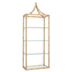Milani Global Bazaar Gold Leaf Iron Clear Glass Wall Shelf