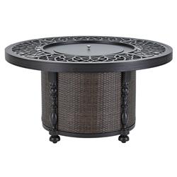 Hermine French Black Aluminum Brown Woven Wicker Base Outdoor Fire Pit Table