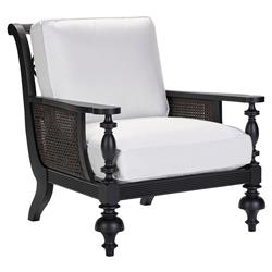 Hermine French Country Black Aluminum White Upholstered Outdoor Lounge Chair