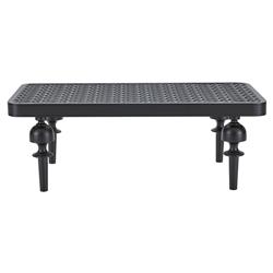 Hermine French Country Black Patterned Aluminum Outdoor Rectangular Coffee Table