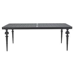 Hermine French Country Black Aluminum Outdoor Rectangular Dining Table - 84&quot;W