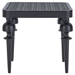 Hermine French Country Black Patterned Aluminum Outdoor Square End Table