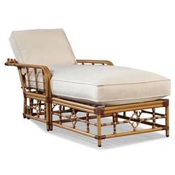 Myrah Coastal Brown Aluminum White Upholstered Outdoor Adjustable Chaise Lounge