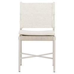 Rosalie Modern Classic Cream Upholstered Taupe Aluminum Outdoor Dining Chair