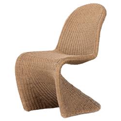 Ivanna Coastal Beach Brown Woven Wicker Outdoor Dining Chair