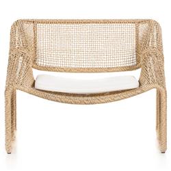 Lani Coastal Beach White Cushion Brown Woven Wicker Outdoor Lounge Chair