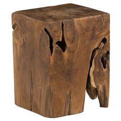 Santiago Rustic Lodge Natural Teak Wood Square Outdoor Stool