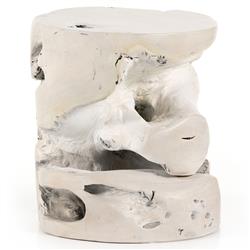 Kaili Global Bazaar White Teak Wood Outdoor Side End Table